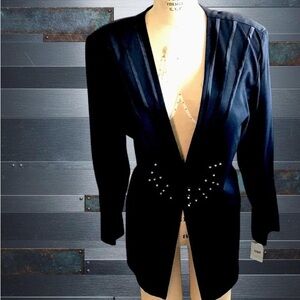 Vintage NWT Michael Blake 80’s Structured Art Deco Black Stud Blazer Jacket